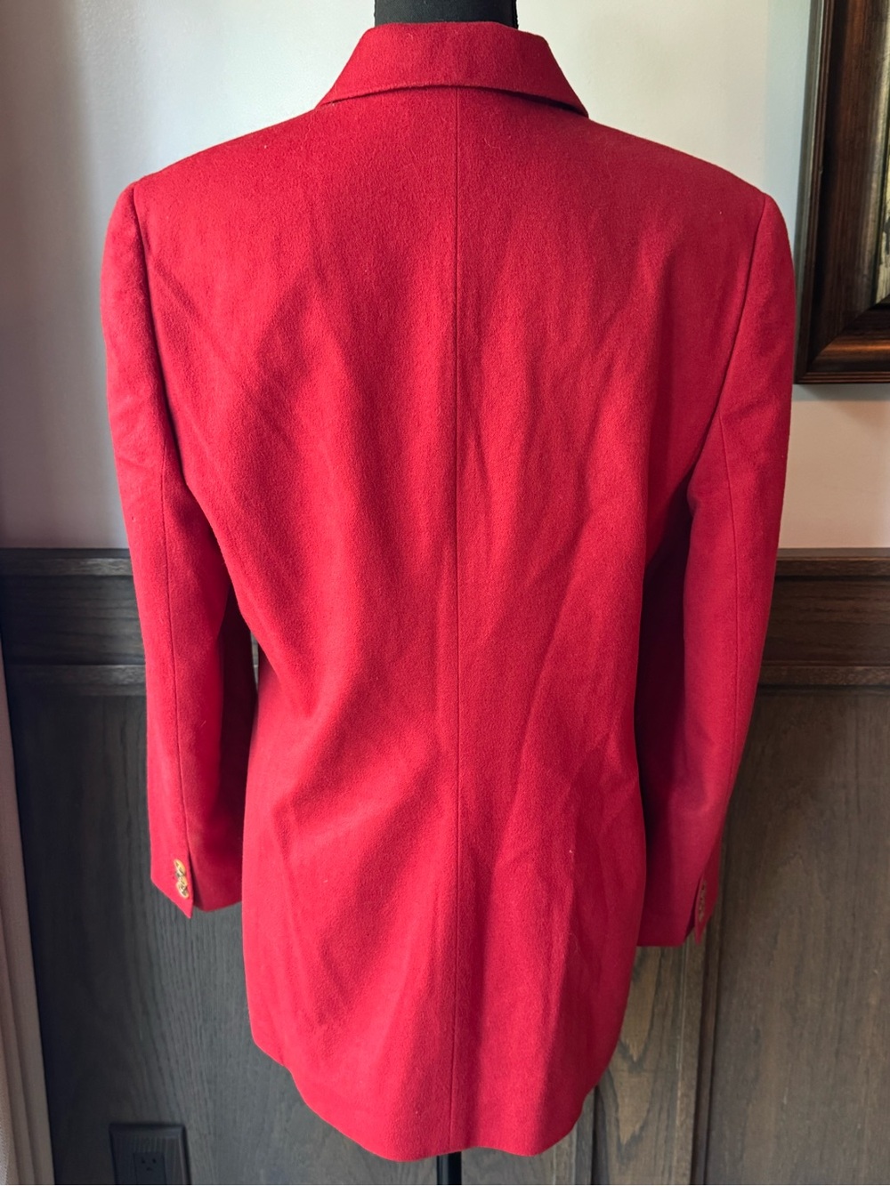 Lands' End wool cashmere Red Single-Breasted Blazer with Gold Buttons 10 - Picture 3 of 7